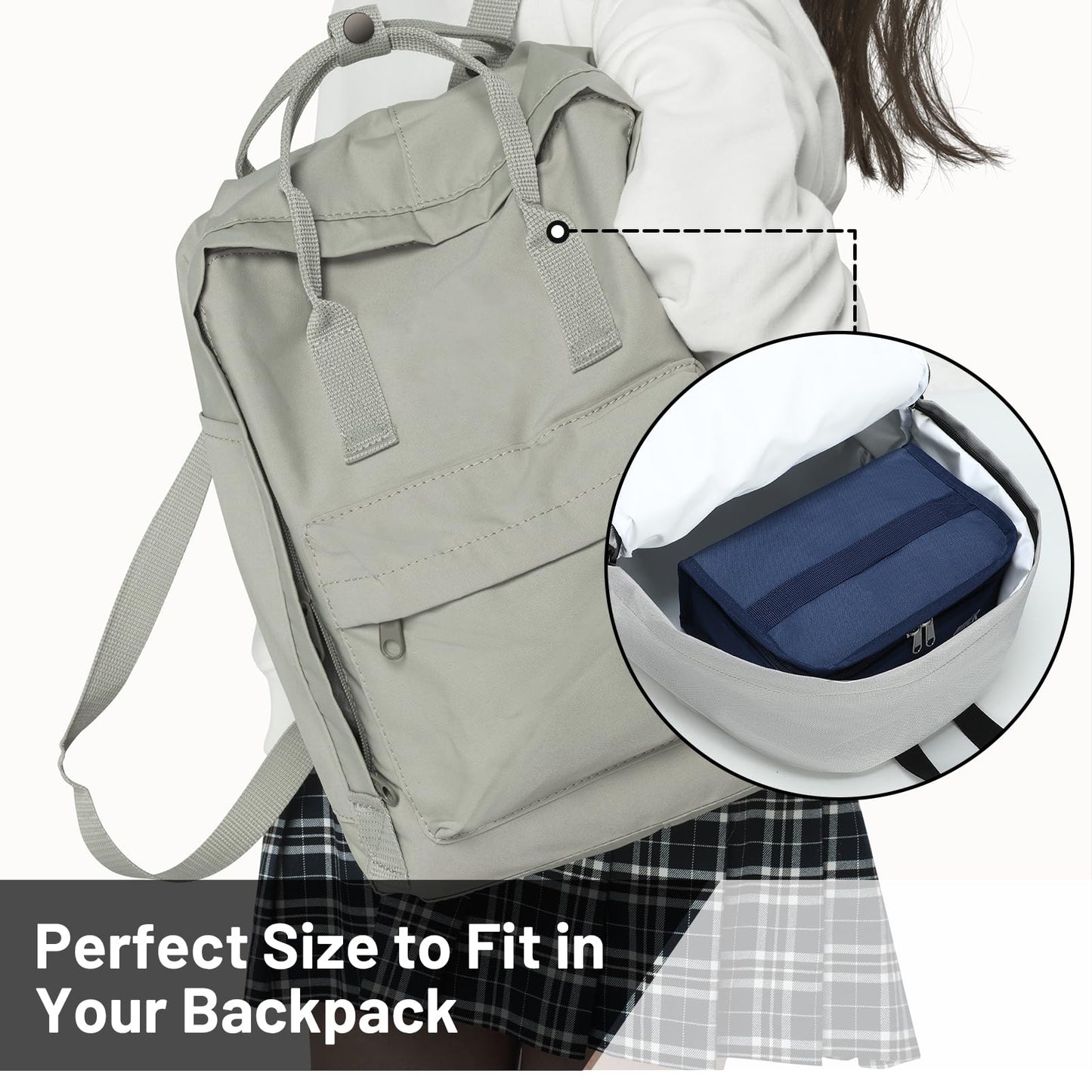 MIER Small Lunch Bag for Kids & Adults Compact Insulated Lunch Box Portable Thermal Mini Cooler for Work School Travel, Navy Blue