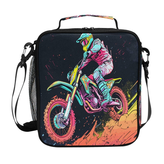 ZOEO Lunch Box, Motocross Motorcycle Race Prep Kids Cooler Insulated Lunch Bag Tote Freezable Shoulder Strap Waterproof Picnic Meal for School Office