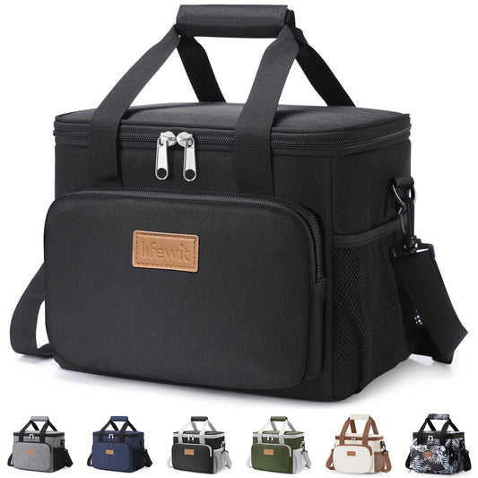 Lifewit Medium Lunch Bag Insulated Lunch Box Soft Cooler Cooling Tote for Adult Men Women, Black 12-Can (9L)