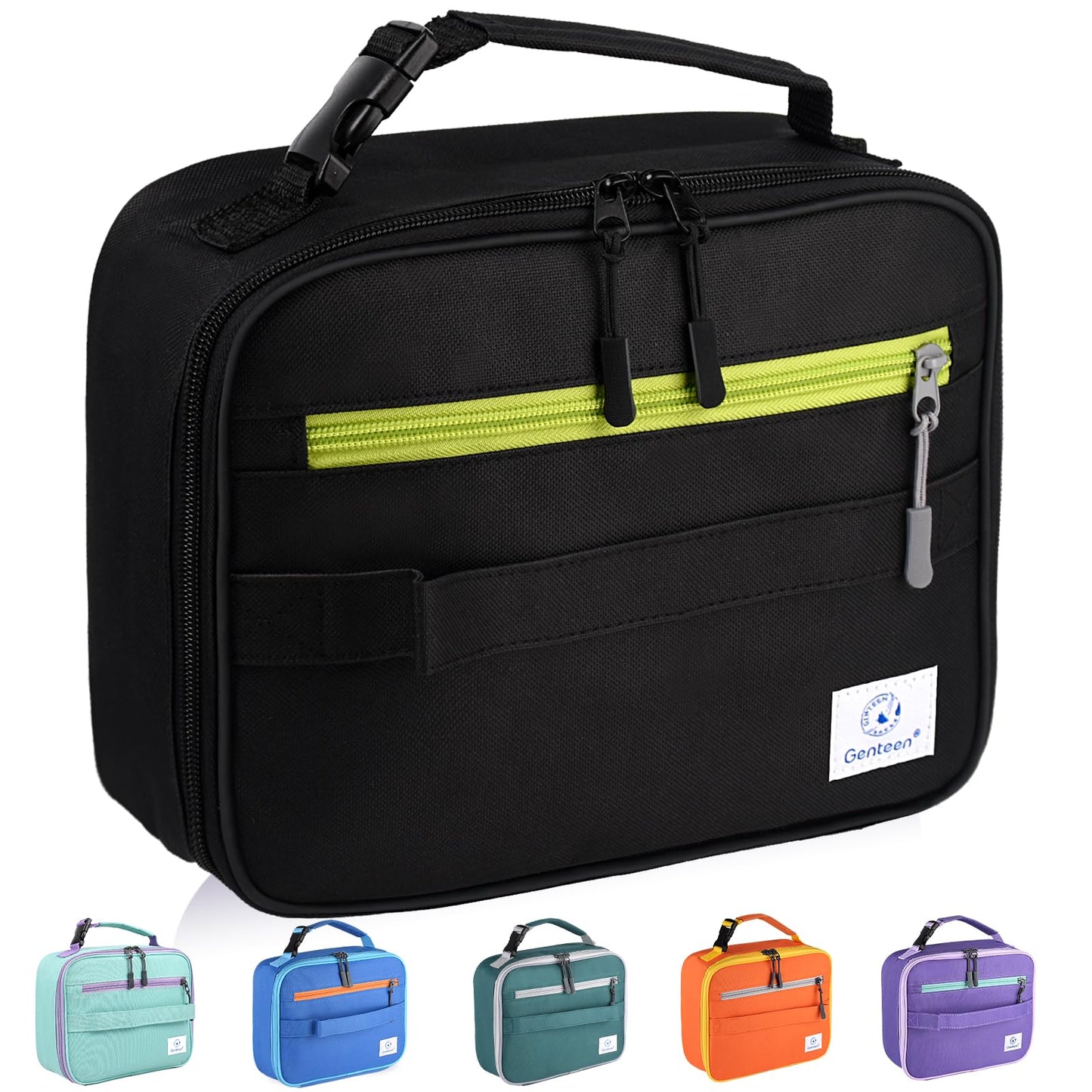 Genteen Lunch Box Kids, Insulated Lunch Bag Kids Boys Girls Back to School, Soft Lunch Box for Men Reusable Lunchbox for Office,Outdoor,School (Black)