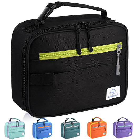 Genteen Lunch Box Kids, Insulated Lunch Bag Kids Boys Girls Back to School, Soft Lunch Box for Men Reusable Lunchbox for Office,Outdoor,School (Black)