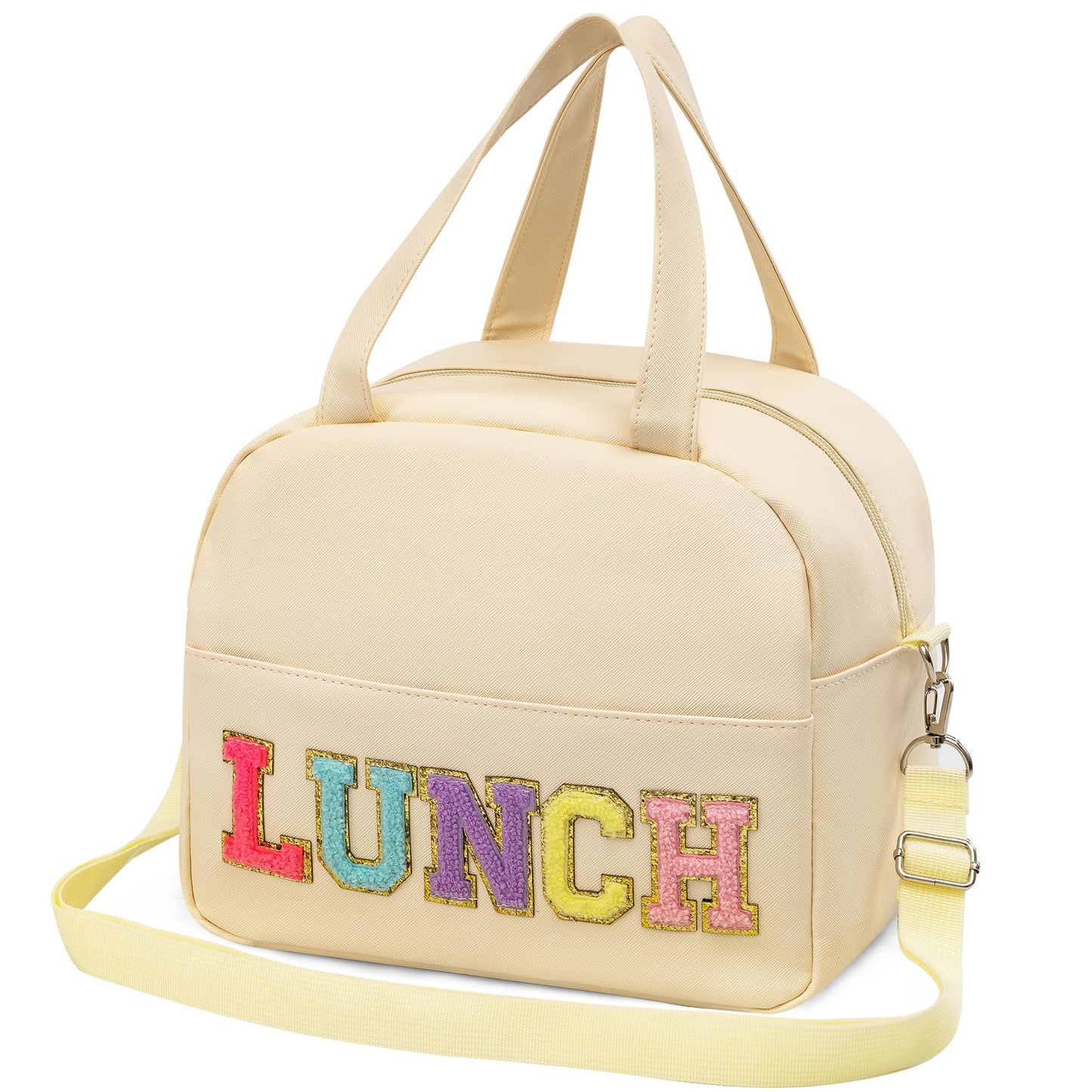 LUCKIPLUS Lunch Bag for Women Personalized Insulated Lunch Box for Adults with Adjustable Shoulder Strap Reusable Freezable Lunchbox Cooler Tote for Office Work Picnic Beach (Beige)