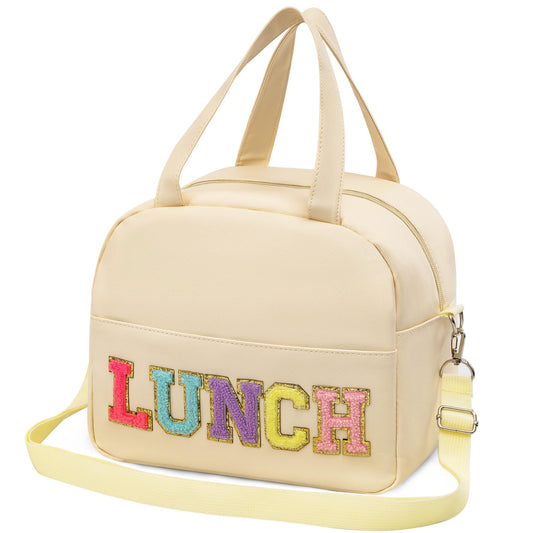 LUCKIPLUS Lunch Bag for Women Personalized Insulated Lunch Box for Adults with Adjustable Shoulder Strap Reusable Freezable Lunchbox Cooler Tote for Office Work Picnic Beach (Beige)